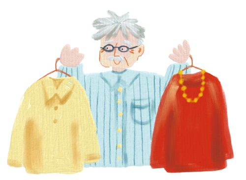 服を選ぶ人のイラスト