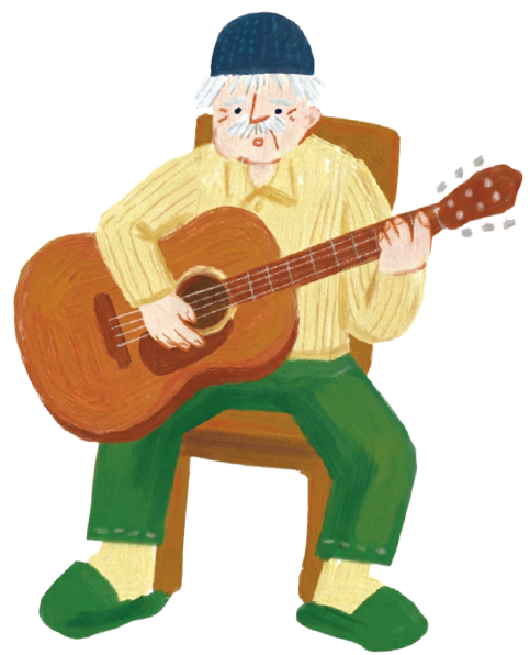 ギターを弾く人のイラスト