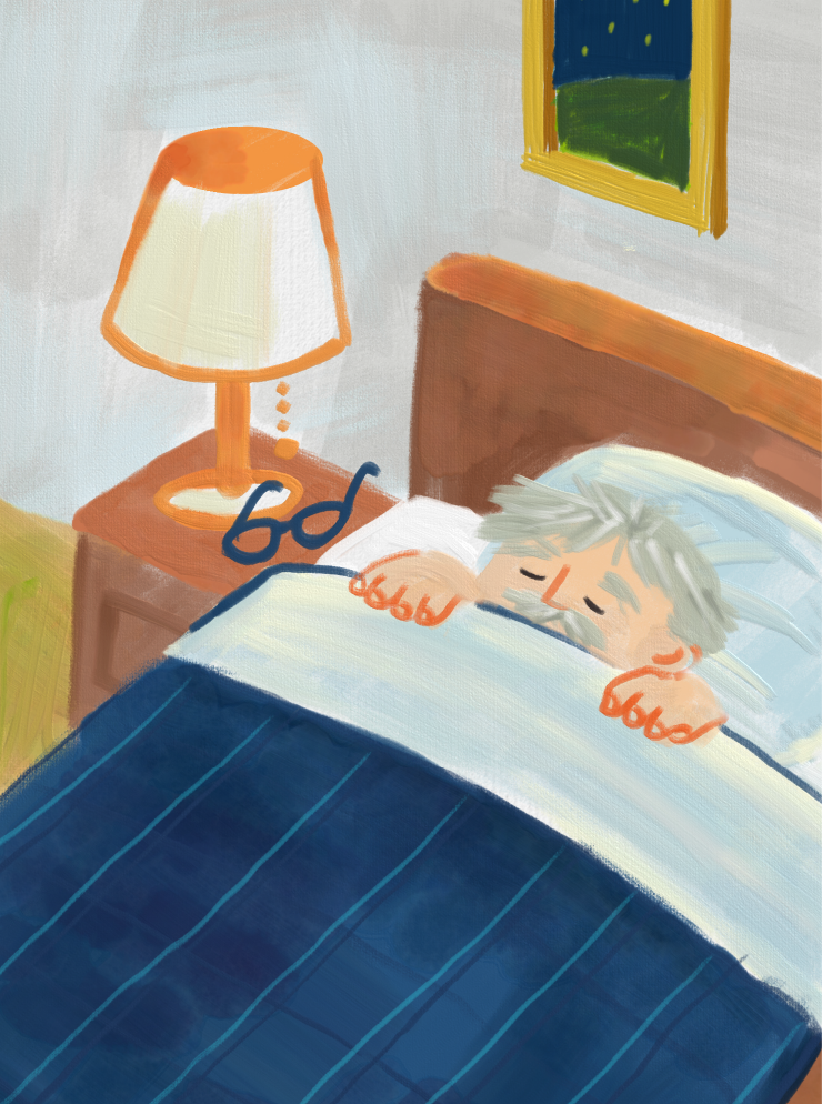 ベッドで眠る人のイラスト